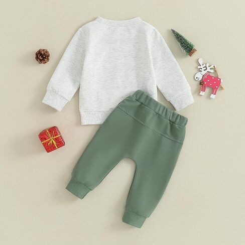 Christmas Outfit 0 3 6 9 12 18 24Months 2t 3t Toddler Baby Girl Boy Clothes Floral Xmas Cookie Sweatshirt Top+Pants Set in Saudi Arabia