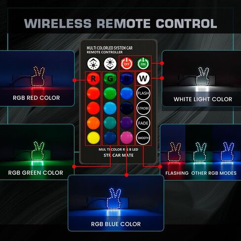New LED RGB Thumb Colorul Gesture Light Funny Car Finger Light With Remote Road Rage Sign Finger Gesture Light (Thumb Gesture light) in Saudi Arabia