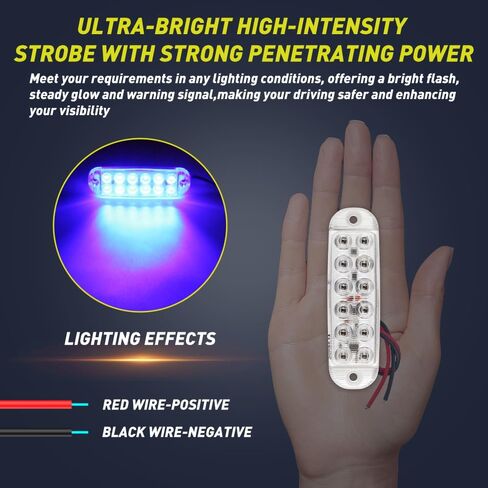 Sidaqi 6 قطع سطح جبل 12 LED أضواء وامضة الطوارئ القوية لشاحنة سيارة سيارة LED أضواء مصبغة صغيرة مقاومة للماء سوبر مشرق تحذير خطر أضواء وامضة أضواء العنبر القوية DC12-80V in Saudi Arabia