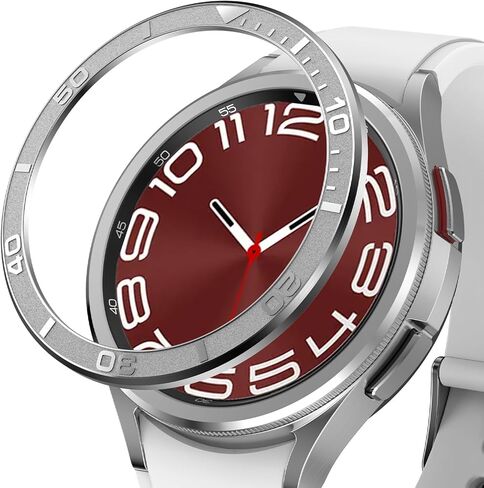 AMANECER Bezel Ring Designed for Galaxy Watch 6 Classic 43mm 47mm, Stainless Steel Stylish Frame Loop Adhesive Cover Protector Anti Scratch for Samsung Smartwatch 2023 Release (Original Silver, 47mm) in Kuwait