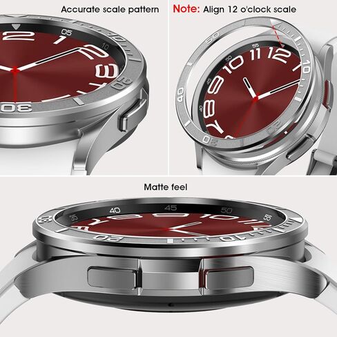 AMANECER Bezel Ring Designed for Galaxy Watch 6 Classic 43mm 47mm, Stainless Steel Stylish Frame Loop Adhesive Cover Protector Anti Scratch for Samsung Smartwatch 2023 Release (Original Silver, 47mm) in Kuwait