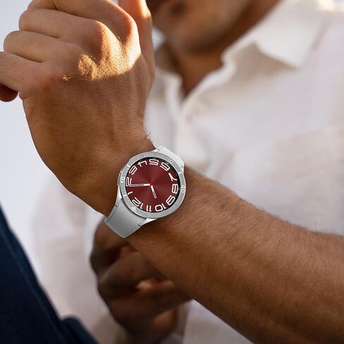 AMANECER Bezel Ring Designed for Galaxy Watch 6 Classic 43mm 47mm, Stainless Steel Stylish Frame Loop Adhesive Cover Protector Anti Scratch for Samsung Smartwatch 2023 Release (Original Silver, 47mm) in Kuwait