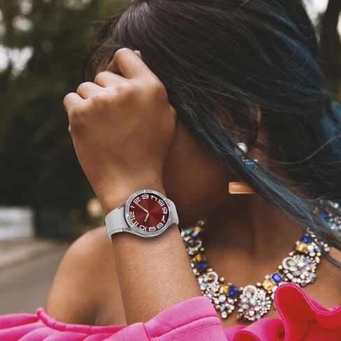 AMANECER Bezel Ring Designed for Galaxy Watch 6 Classic 43mm 47mm, Stainless Steel Stylish Frame Loop Adhesive Cover Protector Anti Scratch for Samsung Smartwatch 2023 Release (Original Silver, 47mm) in Kuwait