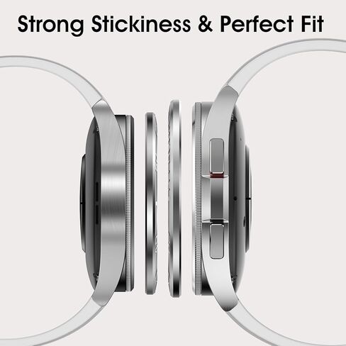 AMANECER Bezel Ring Designed for Galaxy Watch 6 Classic 43mm 47mm, Stainless Steel Stylish Frame Loop Adhesive Cover Protector Anti Scratch for Samsung Smartwatch 2023 Release (Original Silver, 47mm) in Kuwait