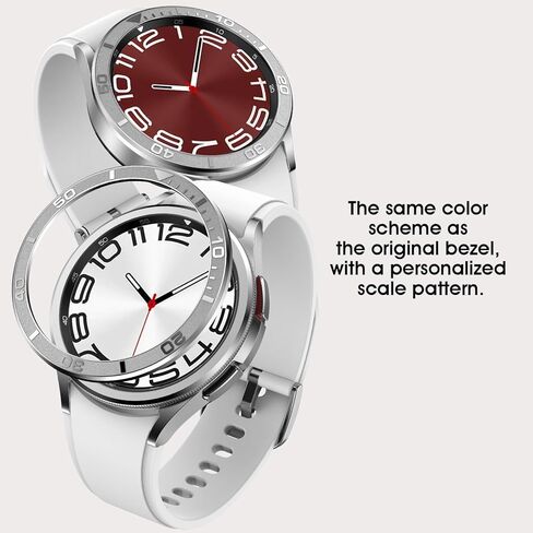 AMANECER Bezel Ring Designed for Galaxy Watch 6 Classic 43mm 47mm, Stainless Steel Stylish Frame Loop Adhesive Cover Protector Anti Scratch for Samsung Smartwatch 2023 Release (Original Silver, 47mm) in Kuwait