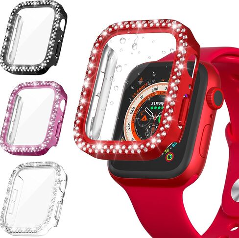 Suoman 4-Pack لساعة Apple Watch 40mm Diamonds Screen Protector Case Series 6/5/4/Series SE 2، لـ iWatch 40mm زجاج مقسى فائق النحافة + غطاء حماية ألماس (أربعة ألوان لساعة Apple 40 مم) in Saudi Arabia