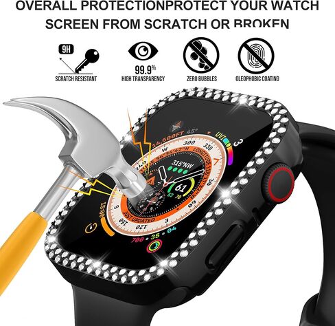 Suoman 4-Pack لساعة Apple Watch 40mm Diamonds Screen Protector Case Series 6/5/4/Series SE 2، لـ iWatch 40mm زجاج مقسى فائق النحافة + غطاء حماية ألماس (أربعة ألوان لساعة Apple 40 مم) in Saudi Arabia