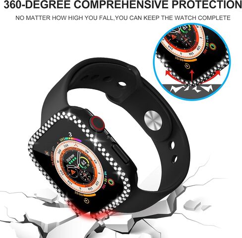 Suoman 4-Pack لساعة Apple Watch 40mm Diamonds Screen Protector Case Series 6/5/4/Series SE 2، لـ iWatch 40mm زجاج مقسى فائق النحافة + غطاء حماية ألماس (أربعة ألوان لساعة Apple 40 مم) in Saudi Arabia