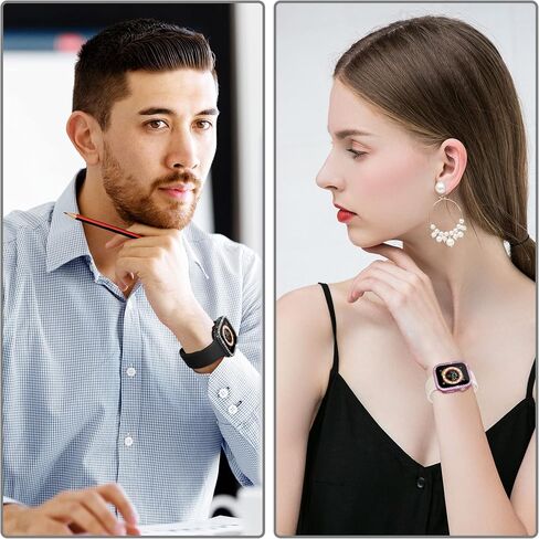 Suoman 4-Pack لساعة Apple Watch 40mm Diamonds Screen Protector Case Series 6/5/4/Series SE 2، لـ iWatch 40mm زجاج مقسى فائق النحافة + غطاء حماية ألماس (أربعة ألوان لساعة Apple 40 مم) in Saudi Arabia
