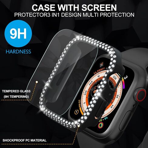 Suoman 4-Pack لساعة Apple Watch 40mm Diamonds Screen Protector Case Series 6/5/4/Series SE 2، لـ iWatch 40mm زجاج مقسى فائق النحافة + غطاء حماية ألماس (أربعة ألوان لساعة Apple 40 مم) in Kuwait