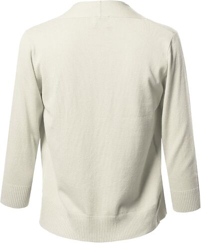 Women's Solid Open Front Soft Stretch 3/4 Sleeve Layer Short Cardigan in Saudi Arabia