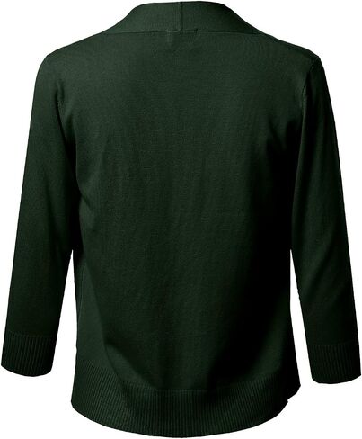 Women's Solid Open Front Soft Stretch 3/4 Sleeve Layer Short Cardigan in Saudi Arabia