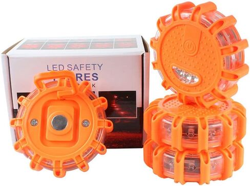 Aolyty LED مشاعل الطريق 4 حزمة قرص أمان على جانب الطريق 9 أوضاع تعمل بالبطارية منارة الطوارئ وامض ضوء تحذير مع مغناطيس وخطاف للمركبات والشاحنات وبناء حركة المرور (البطارية غير متضمنة) in Kuwait