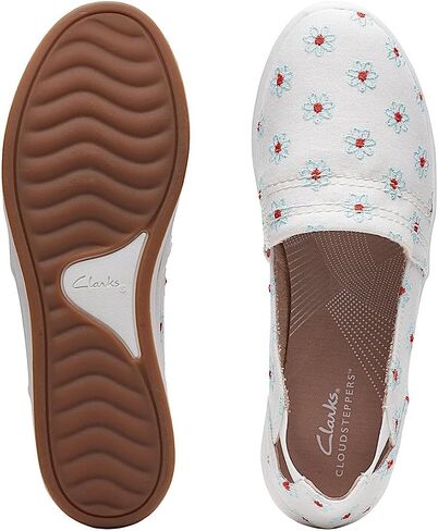 Clarks Women's Breeze Step Loafer, White Canva in Saudi Arabia