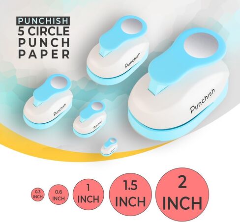 PUNCHISH- 5 Different Sizes Circle Punch Set with Sharp Blade for Smooth Edge Circles - Perfect Blue Color Tool for Crafting, Creating Patterns, Making Cards & Art Projects. in Saudi Arabia