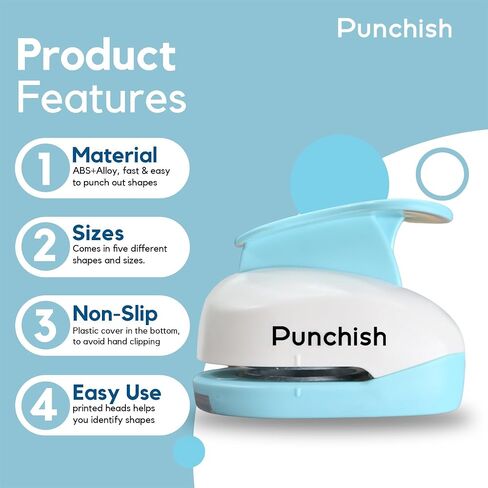 PUNCHISH- 5 Different Sizes Circle Punch Set with Sharp Blade for Smooth Edge Circles - Perfect Blue Color Tool for Crafting, Creating Patterns, Making Cards & Art Projects. in Saudi Arabia