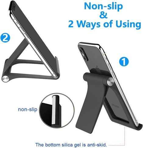 حامل الهاتف الخلوي، حامل هاتف محمول قابل للتعديل للمكتب متوافق مع جميع الهواتف الذكية، iPhone، Samsung، Galaxy، iPad، الكمبيوتر اللوحي 4-10 بوصة ملحقات المكتب (عبوتان) in Kuwait