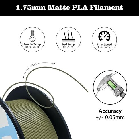 HELLO3D 3D Printer Filament, Black PLA Filament 1.75mm, Dimensional Accuracy +/-0.05mm, Fit Most FDM 3D Printing, Vacuum Packaging, 1 kg Spool (2.2 lbs), 330 Meters in Saudi Arabia