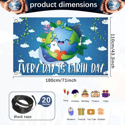 Large 71" X 43" Earth Day Decorations Banner, Earth Day Banner for School Classroom Decorations, Earth Day Decor Banner, Earth Day Party Decorations and Supplies for Earth Day Party Indoor Outdoor in Saudi Arabia