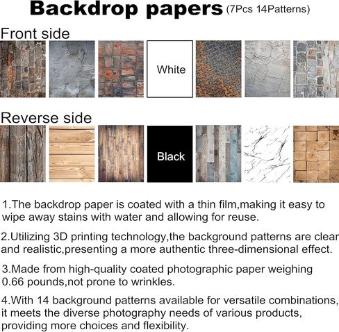 لوحات خلفية للصور مع حقيبة حمل 7 قطع 14 نمط مقاس 16 × 12 بوصة خلفية تصوير بيضاء من الطوب الخشبي للمنتج والطعام in Kuwait