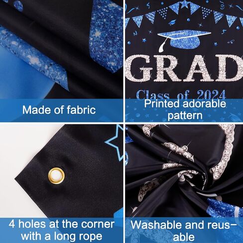 زخارف حفلات التخرج من Trgowaul باللون الذهبي الوردي 2024، فئة 2024، لافتة تخرج للتهنئة للفتيات، لوازم حفلات التخرج الجامعية، لافتات وعلامات التخرج باللونين الأسود والوردي in Kuwait