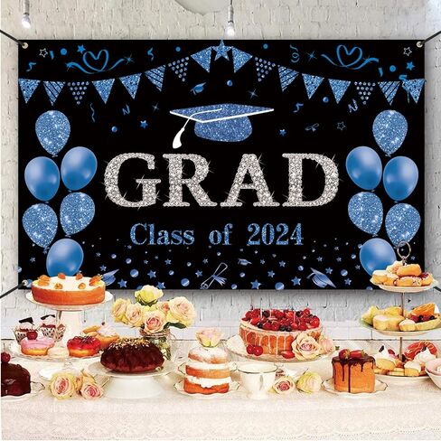 زخارف حفلات التخرج من Trgowaul باللون الذهبي الوردي 2024، فئة 2024، لافتة تخرج للتهنئة للفتيات، لوازم حفلات التخرج الجامعية، لافتات وعلامات التخرج باللونين الأسود والوردي in Kuwait