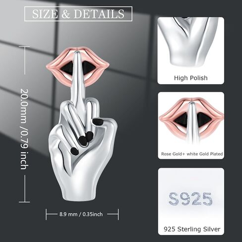 Punk Middle Finger Earrings for Women - 925 Sterling Silver Punk Middle Finger Shut-up Earring Jewelry for Women, Gothic Shut Up Stud Earrings Halloween Christmas Gifts for Girls in Saudi Arabia