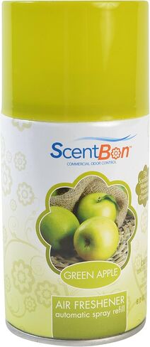 Air Freshener Refill Metered Aerosol Can, Cinnamon, Fresh Linen, Green Apple, Mango, Ocean, Vanilla, Pack of 12 (12, Green - Green Apple Scent) in Kuwait