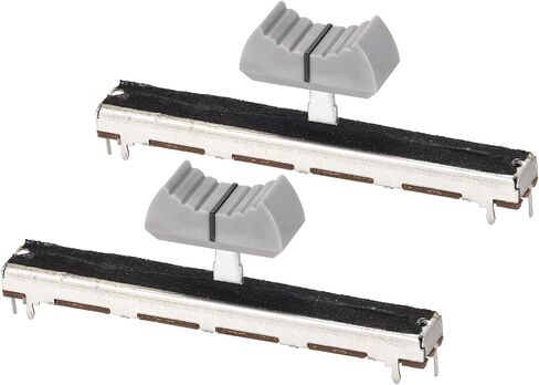 uxcell Fader Variable Resistors Mixer 75mm Straight Slide Potentiometer B10K Ohm Grey Black Knobs 2pcs in Saudi Arabia