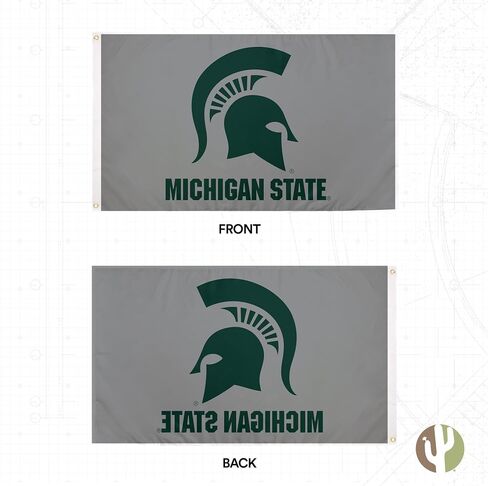 لافتات أعلام جامعة ولاية ميشيغان الصحراوية والصبار سبارتانز MSU 100% بوليستر للاستخدام الداخلي والخارجي 3×5 علم (التصميم I) in Saudi Arabia