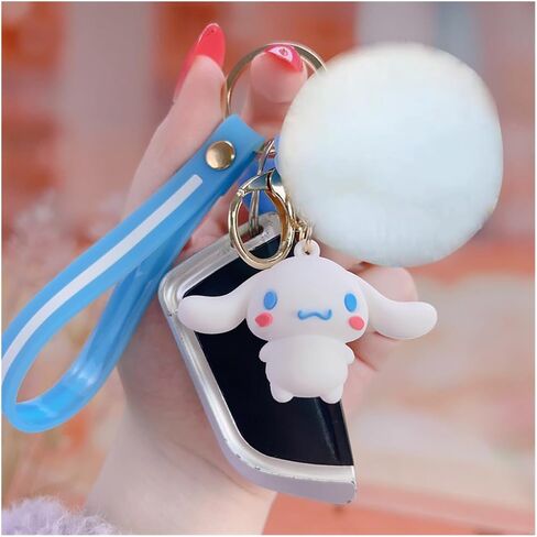 2PCS Cartoon Keychains for Women/Girls, Cute Kawaii Pom Pom Key chain Backpack Charms Wristlet Keychain Accessory in Saudi Arabia