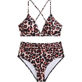 Savarana Women's Bikini Sets Two Piece Tummy Control Swimsuits V Neck High Waisted Crisscross Back Bathing Suit in Saudi Arabia