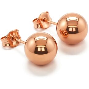 14K Gold Ball Stud Earrings for Women by GOLDMANIA – Yellow, White or Rose Gold – Made in USA – Hypoallergenic – Push Back – 3mm to 10mm in Saudi Arabia