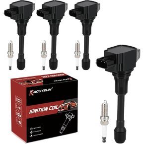 UF549 Ignition Coil Pack and Double Iridium Spark Plugs Set of 4 Compatible with Nissan Altima Cube Sentra Versa NV200 Infiniti FX50 Q70 QX60 2005-2020 2.5 1.8 1.6 2.0 L4 Replaces#C1696 9029 in Kuwait