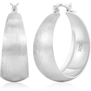 أقراط طوق مكتنزة بعرض 12 ملم للنساء السميكة السميكة 925 من الفضة الاسترليني in Kuwait