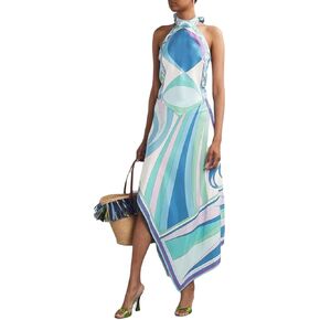Wuitrie Two Piece Skirt Set for Women Summer Fashion Printed Satin Hanging Backless Top Irregular Midi Skirt Trendy Set in Kuwait