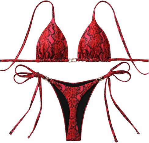 GORGLITTER Women's Animal Print Halter Triangle Bikini Set Two Piece Swimsuits Tie Side Swimwear in Saudi Arabia