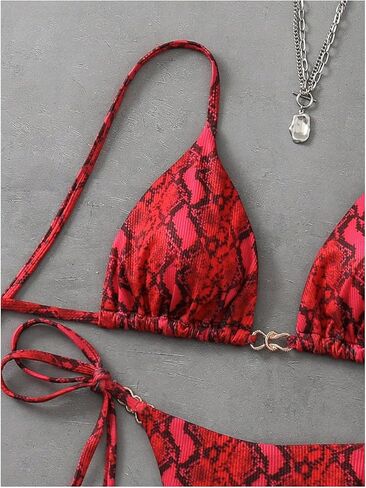 GORGLITTER Women's Animal Print Halter Triangle Bikini Set Two Piece Swimsuits Tie Side Swimwear in Saudi Arabia