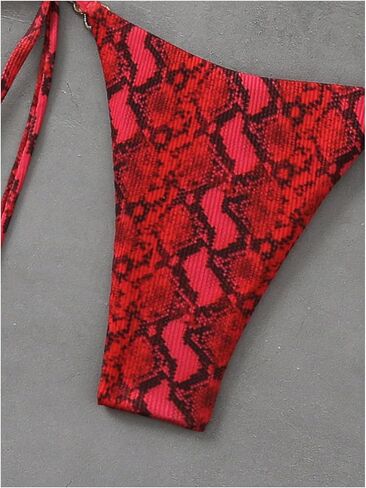 GORGLITTER Women's Animal Print Halter Triangle Bikini Set Two Piece Swimsuits Tie Side Swimwear in Saudi Arabia