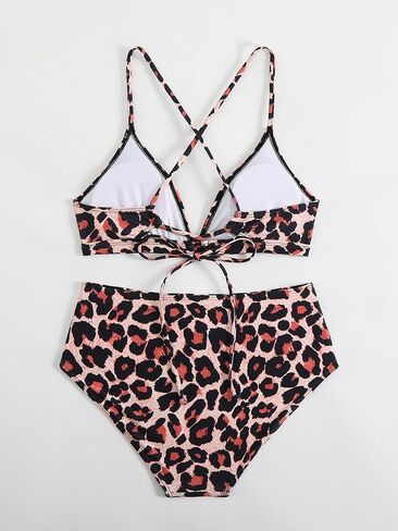 Savarana Women's Bikini Sets Two Piece Tummy Control Swimsuits V Neck High Waisted Crisscross Back Bathing Suit in Saudi Arabia