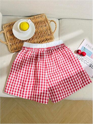 Girl's Striped Mini Shorts Bowknot Elastic Waist Wide Leg Summer Shorts with Pocket in Saudi Arabia