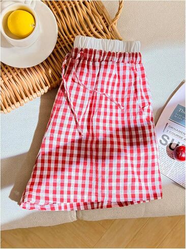 Girl's Striped Mini Shorts Bowknot Elastic Waist Wide Leg Summer Shorts with Pocket in Saudi Arabia