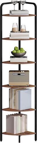 حامل رف الزاوية ، خزانة الكتب الزاوية ، رف النبات ، رف عرض الزاوية ، رف واقف مع إطار معدني لغرفة المعيشة ، الحمام ، المطبخ ، الطراز الحديث ، 6 طبقات بنية ريفية CS06601B in Kuwait