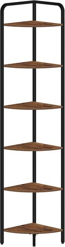 حامل رف الزاوية ، خزانة الكتب الزاوية ، رف النبات ، رف عرض الزاوية ، رف واقف مع إطار معدني لغرفة المعيشة ، الحمام ، المطبخ ، الطراز الحديث ، 6 طبقات بنية ريفية CS06601B in Kuwait