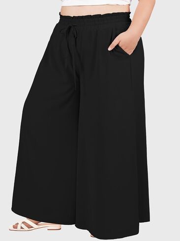 2025 Plus Size Wide Leg Pants Woman Printed Flowy Pants with Pockets Casual Summer Pants Floral Beach Trousers in Saudi Arabia