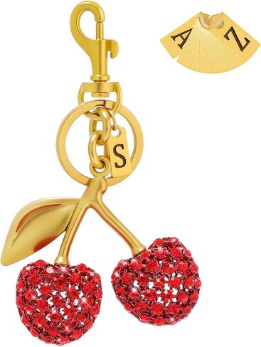 Initial Rhinestone Cherry Purse Charm - Fashionable Cute Alphabet Gold Bag Charms for Backpack Keychain Car Women Girls Gift, G in Kuwait