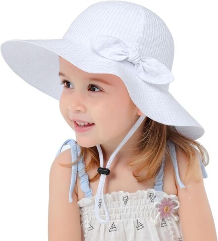 Toddler Kids Baby Girl Sun Hat Floppy Cotton Summer Hat 50+ SPF Protective in Saudi Arabia