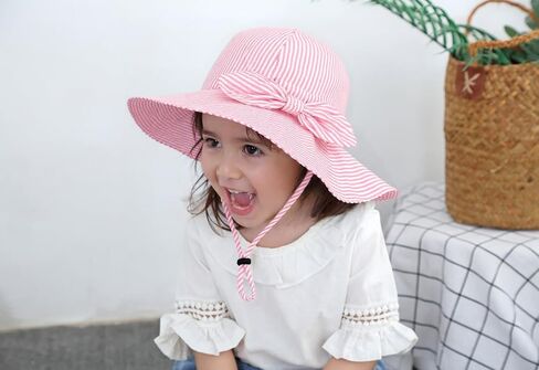 Toddler Kids Baby Girl Sun Hat Floppy Cotton Summer Hat 50+ SPF Protective in Kuwait