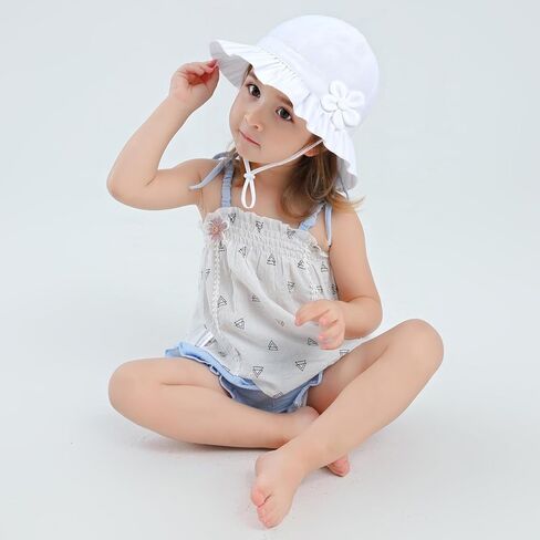 طفل طفل طفلة طفلة شمس قبعة مرنة القطن الصيف قبعة 50+ spf واقية in Kuwait