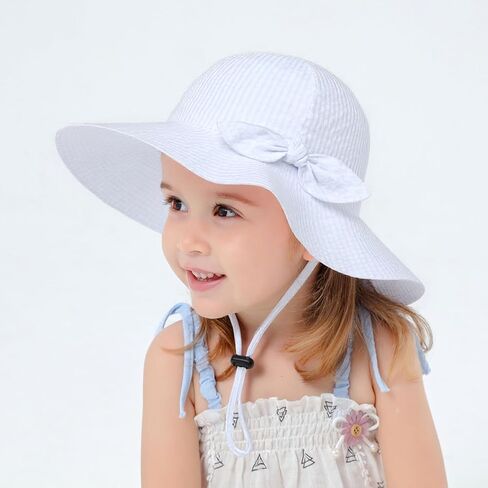 Toddler Kids Baby Girl Sun Hat Floppy Cotton Summer Hat 50+ SPF Protective in Kuwait